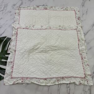 Simply Shabby Chic Pillow Sham Set of 2 Standard White Pink Floral Quilted